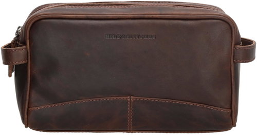 H&S Vikten genuine leather brown, 25 × 15 × 8.5 cm - Make-up Bag - Main image