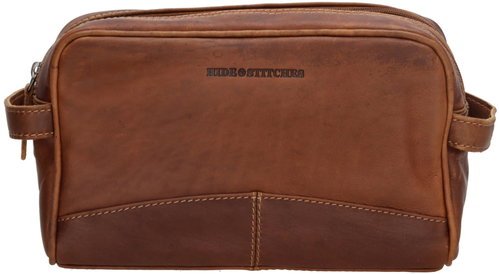 H&S Vikten genuine leather cognac, 25 × 15 × 8,5 cm - Make-up Bag - Main image