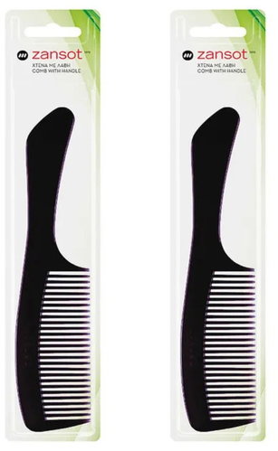 SOTIRIOU Zansot 2 × Comb with Handle 18.5cm, Black, Made in Greece - Comb - Main image