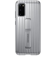 Samsung Tvrdený ochranný zadný kryt so stojanom pre Galaxy S20 strieborný - Kryt na mobil