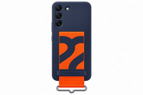 Samsung Galaxy S22 5G Silicone Cover with Strap Navy Blue - Phone Cover - Main image