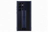 Samsung Galaxy S22 Ultra 5G Tempered Protective Back Cover with Stand Navy Blue - Phone Cover