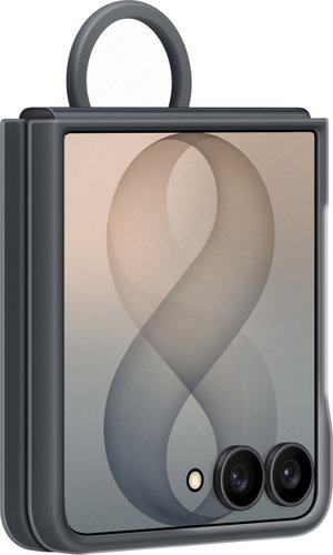 Samsung Galaxy Z Flip8 Silikonový magnetický kryt s držákem na prst Graphite Main image Samsung Galaxy Z Flip8 Silikonový magnetický kryt s držákem na prst Graphite - Phone Cover - Main image