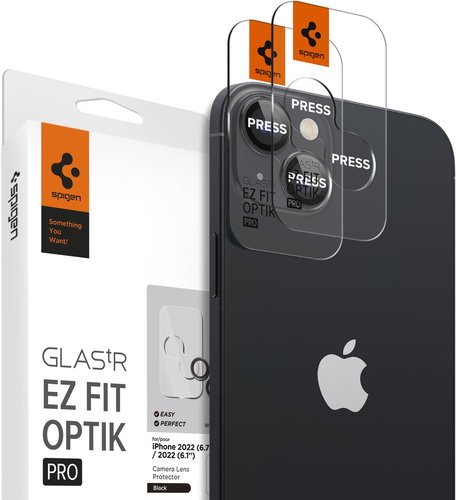 Spigen tR EZ Fit Optik Pro 2 Pack Black iPhone 14/iPhone 14 Plus/15/15 Plus - Kamera védő fólia - Fő fotó