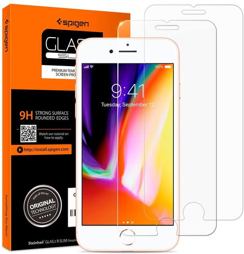 Spigen Glas.tR SLIM 2 Pack iPhone 8/7 - Glass Screen Protector - Main image