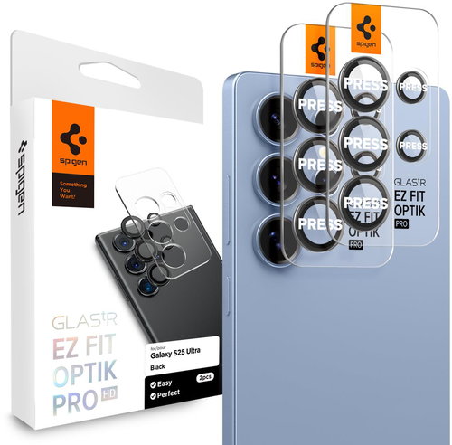 Spigen Glass tR EZ Fit Optik Pro HD 2 Pack Black Samsung Galaxy S 2025 Ultra - Objektiv-Schutzglas - Hauptbild