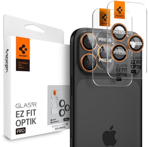 Spigen Glass tR EZ Fit Optik Pro 2 Pack Orange iPhone 17/16/15/14 Pro / 17/16/15/14 Pro Max - Objektiv-Schutzglas - Hauptbild