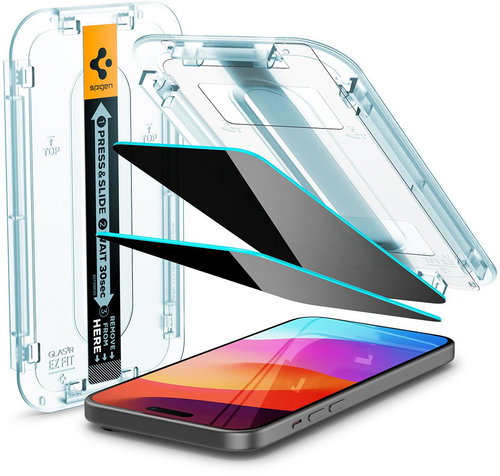 Spigen Glass tR EZ Fit (Privacy) 2 Pack Transparency iPhone 16 Plus/15 Plus - Üvegfólia - Fő fotó