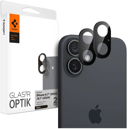 Spigen Glass tR Optik 2 Pack black iPhone 16/16 Plus - Objektiv-Schutzglas - Hauptbild