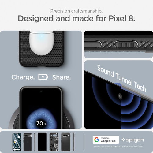 Spigen Matte Black Liquid Air Case - For Google Pixel 7a