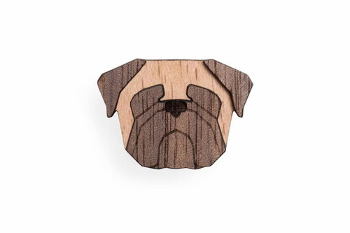 BeWooden BR49 Pug - Brooch - Main image
