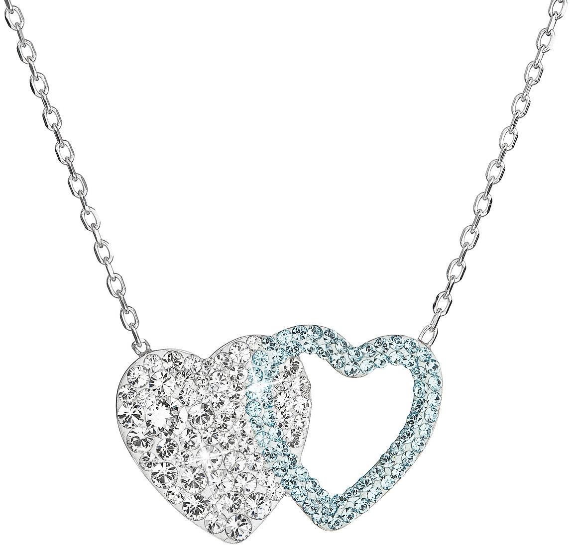 EVOLUTION GROUP 32079.3 crystal/aqua dupla szív, Swarovski kristályokkal (Ag, 925/1000, 2,5 g)