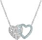 EVOLUTION GROUP 32079.3 Crystal/Aqua Double Heart Decorated with Swarovski Crystals (Ag925/1000, 2,5g) - Necklace