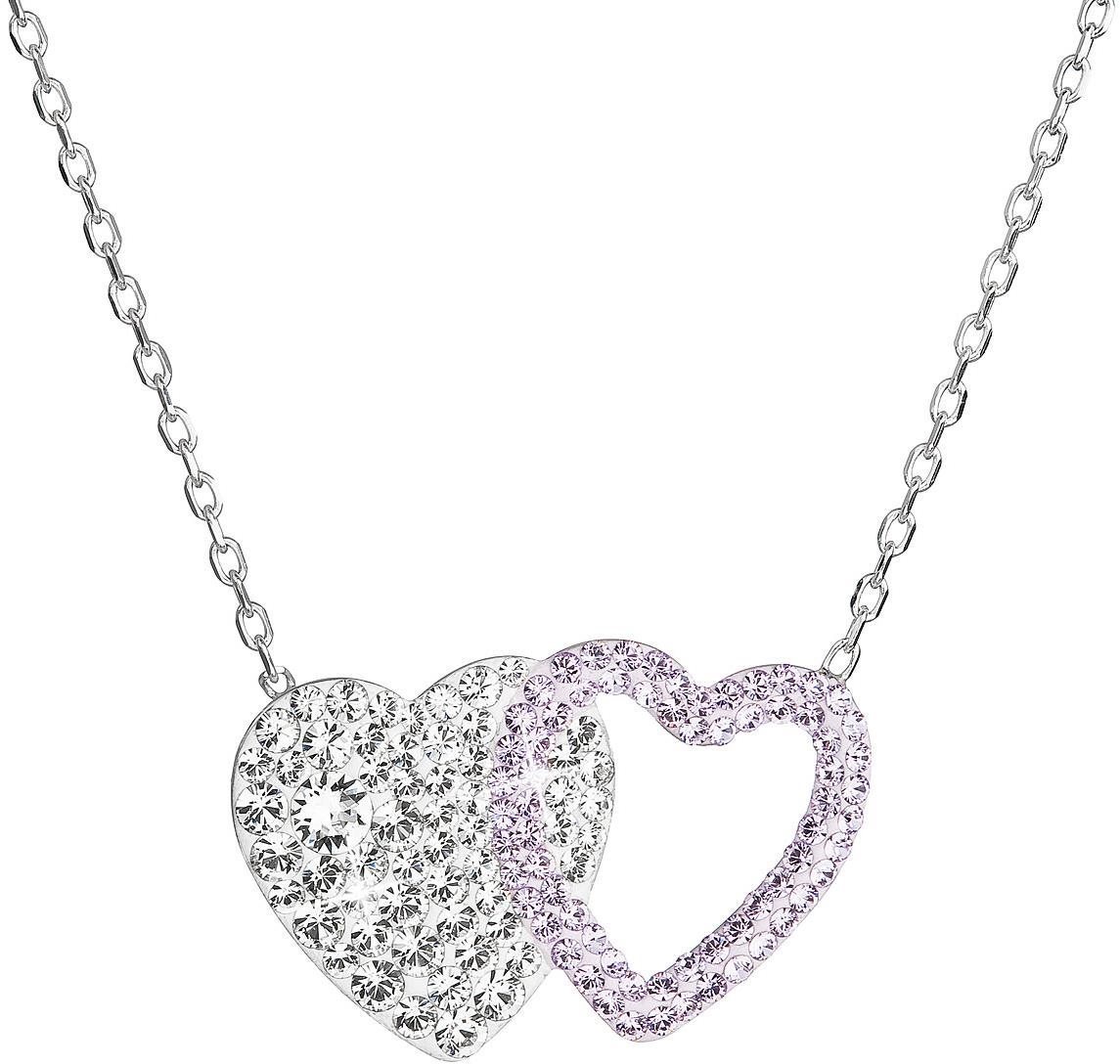 EVOLUTION GROUP 32079.3 crystal/violet dupla szív Swarovski kristályokkal (Ag, 925/1000, 2,5 g)