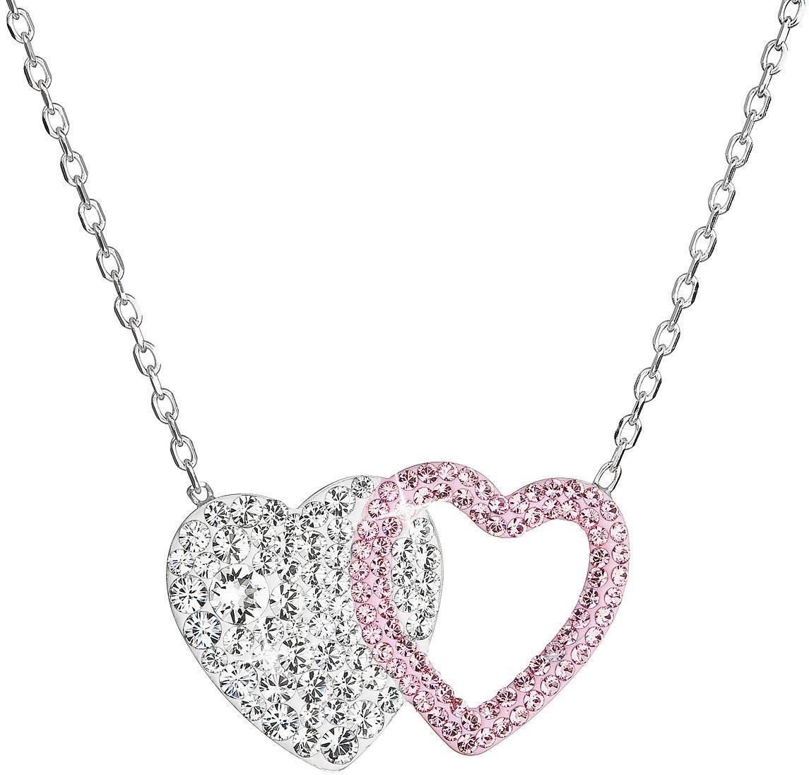 EVOLUTION GROUP 32079.3 crystal rose dupla szív, Swarovski kristályokkal (Ag, 925/1000, 2,5 g)