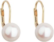 Náušnice EVOLUTION GROUP 921009.1 bílá dekorovaná pravou perlou AAA 8-8,5 (Au585/1000, 10,2 g) - Náušnice