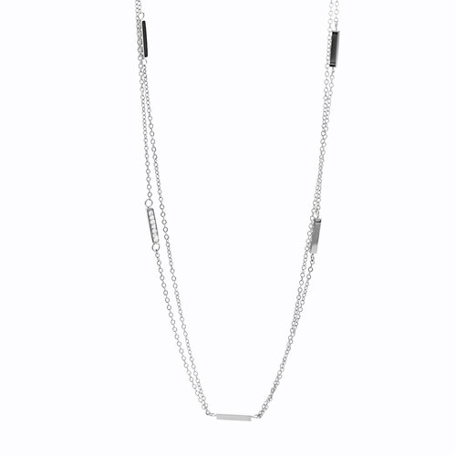 JSB Bijoux Prerušovaná dvojitá retiazka s kameňmi Swarovski 61300869cr - Náhrdelník - Hlavný obrázok
