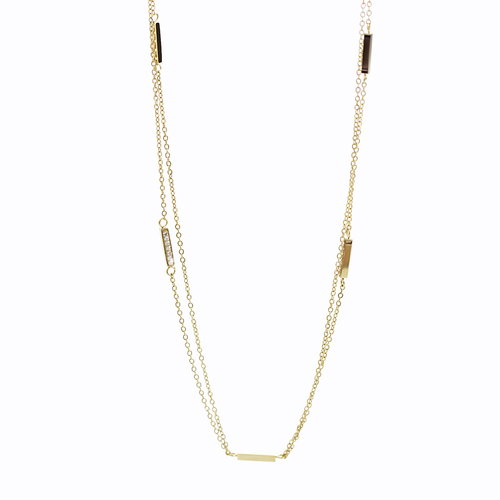 JSB Bijoux Intermittent Double Chain with Swarovski Stones Gold-plated 61300869g - Necklace - Main image