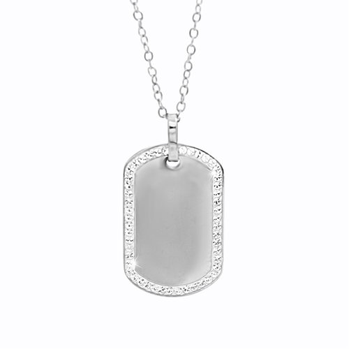 JSB Bijoux Dog Tag with Clear Swarovski Stones 61300913cr - Necklace - Main image