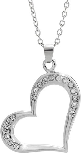 JSB Bijoux Rhodium Heart with Swarovski Stones 61300967cr - Necklace - Main image