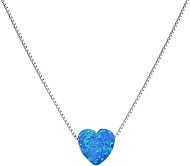 EVOLUTION GROUP Stříbrný náhrdelník se syntetickým opálem modré srdce 12048.3  (Ag, 925/1000, 1,0 g) - Náhrdelník