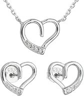 EVOLUTION GROUP Set of Jewellery with Cubic Zirconia Earrings and Necklace White Heart 19009.1 (Ag,  - Jewellery Gift Set