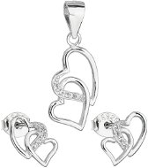 EVOLUTION GROUP Set of Jewellery with Zircon Earrings and White Heart Pendant 19015.1 (Ag, 925/1000, - Jewellery Gift Set