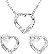 Jewellery Gift Set EVOLUTION GROUP Set of Jewellery with Cubic Zirconia Earrings and Necklace White Heart 19019.1 (Ag,  - Dárková sada šperků