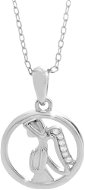 JSB Bijoux Strieborný náhrdelník Anjel v kruhu s kubickými zirkónmi 92300436cr (Ag 925/1000; 2,57 g) - Náhrdelník