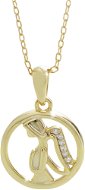 JSB Bijoux Strieborný náhrdelník Anjel v kruhu s kubickými zirkónmi pozlátený 92300436g-cr (Ag 925/1000) - Náhrdelník