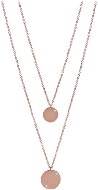 TROLI Dvojitý náhrdelník s kruhovými přívěsky z růžově pozlacené oceli - Necklace