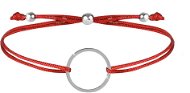 TROLI Šňůrkový náramek s kruhem červená/ocelová - Bracelet