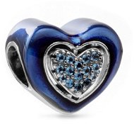 Charm PANDORA Otočné modré srdce 792750C01 (Ag 925/1000, 2,88 g) - Přívěsek