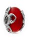 PANDORA Červené matné Murano sklo a srdce 792497C01 (Ag 925/1000, 3,59 g) - Charm