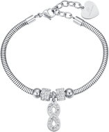 LUCA BARRA Náramek z oceli Infinity s bílými krystaly - Náramek