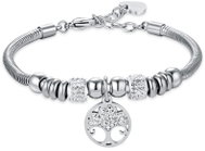 LUCA BARRA Steel bracelet with tree of life and white crystals - Bracelet