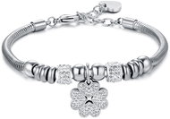 LUCA BARRA Steel bracelet with four-leaf clover and white crystals - Bracelet