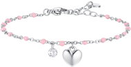 LUCA BARRA Steel bracelet with heart, crystal and stone with pink enamel - Bracelet