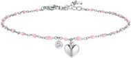 LUCA BARRA Steel anklet with heart, crystal and pink enamel stones - Bracelet
