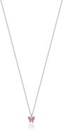 LUCA BARRA Acél lány nyaklánc, pillangó és rózsaszín kristályok - Nyaklánc