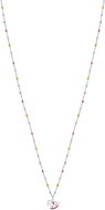 LUCA BARRA Steel rocking horse necklace with pink and fuchsia enamel and coloured stones - Necklace