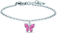 Girl's steel bracelet with butterfly and pink cyrstals - Bracelet
