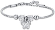 Girl's steel bracelet with white crystal butterfly - Bracelet