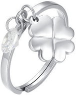 LUCA BARRA Ocelový prsten se čtyřlístkem a bílým zirkonem - Prsten