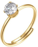 LUCA BARRA Ring solitare in IP gold steel with white zircon - Ring