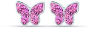 LUCA BARRA Girls steel earrings with butterfly and pink crystals - Earrings