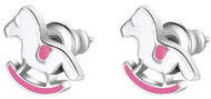 LUCA BARRA Steel earrings, rocking horse with pink and fuchsia enamel - Earrings
