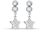 LUCA BARRA Steel earrings with stars and white crystals - Earrings