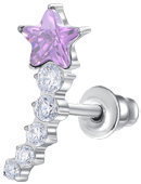 LUCA BARRA Single steel earrings with pink star and white crystals - Earrings