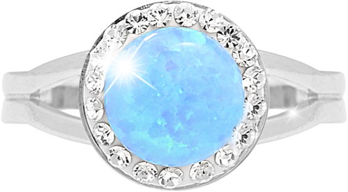 JSB Bijoux Opal with Swarovski Blue crystal stones 92700025bl (Ag925/1000, 2,3 g) - Ring - Main image